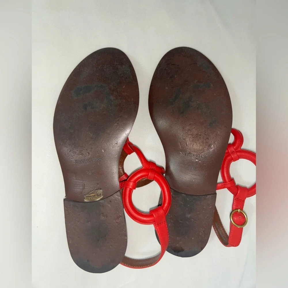 See by Chloe red leather sandals - Picture 8 of 10